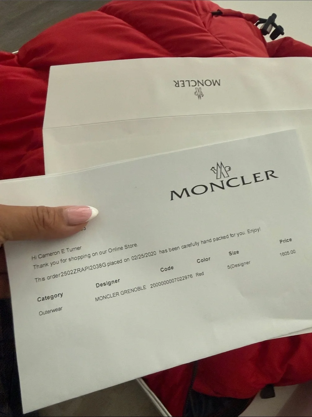 Moncler Red Puffer Jacket in Gift Box